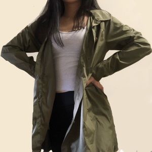 Thin dirty green rain jacket